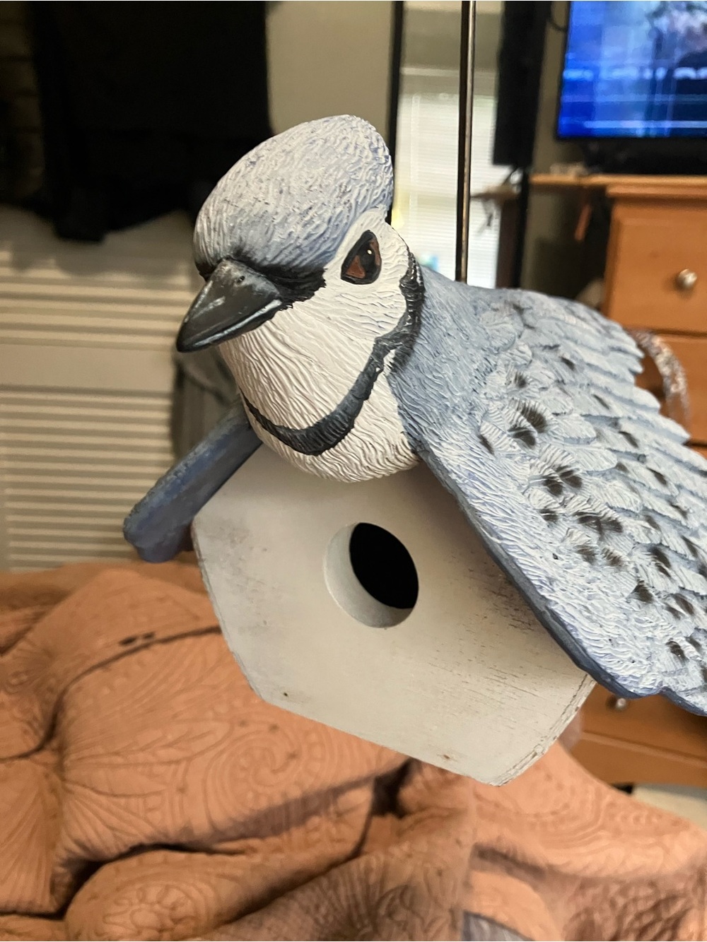 Handmade Hanging Blue Jay Shaped Bird Feeder